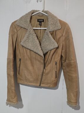 DANIER Women's Tan Buttery Leather Shearling Jacket